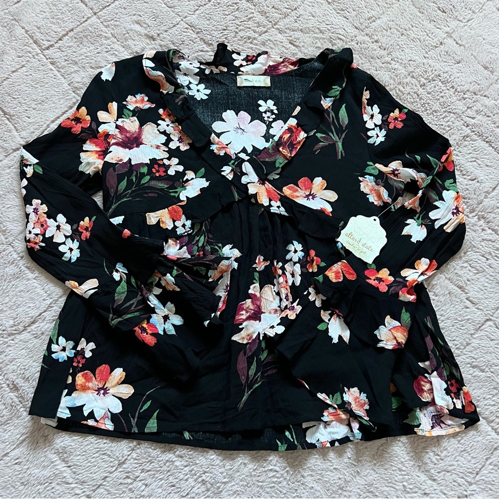 NWT Altar'd State Floral Blouse Boho Preppy Cottage Capsule Festival Size S